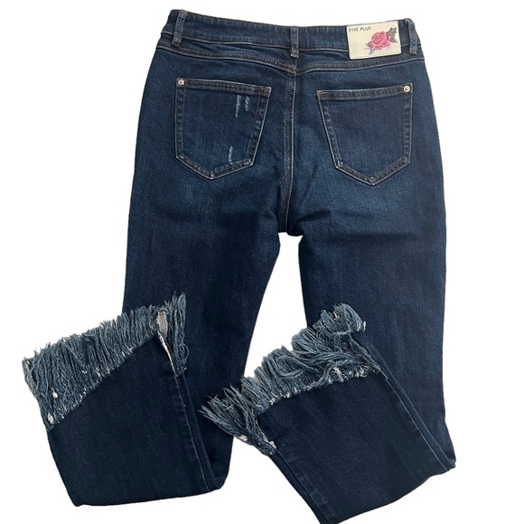 Five Plus Juniors Distressed Raw Hem Cropped Jeans Size S - Picture 6 of 11